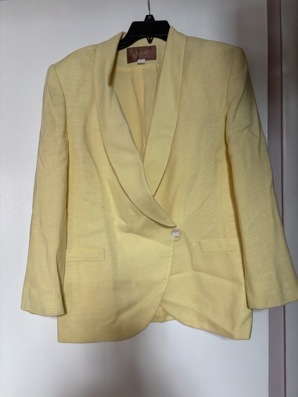 Evan Picone Pale Yellow Shawl Collar Blazer